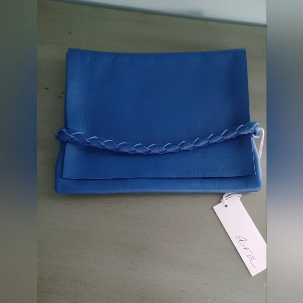 ARA‎ Small Foldover Clutch in Cobalt of Full Grain Cowhide.  New With Tag…